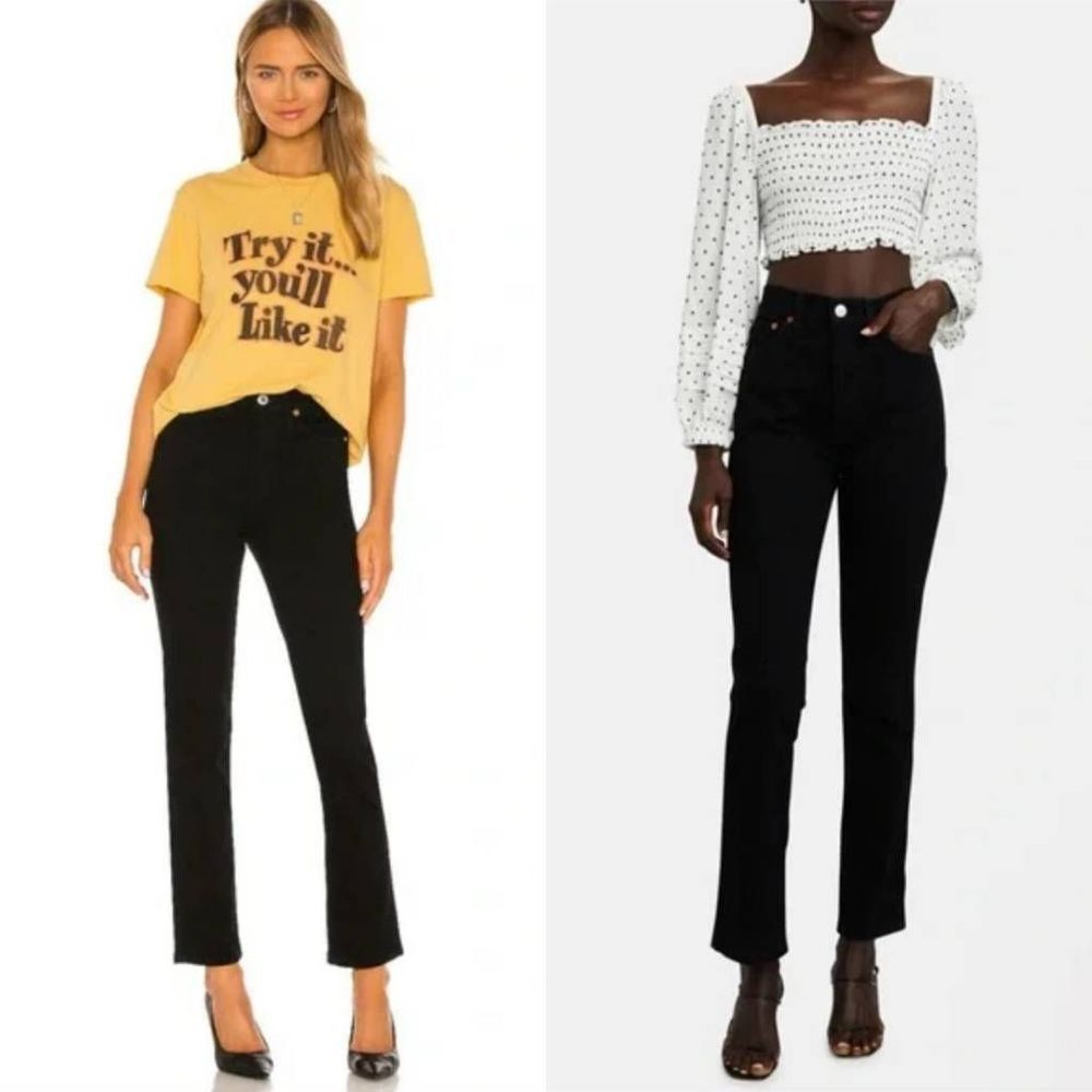 Re/Done Originals 80s Slim Straight in Jet Black 25 - Picture 2 of 11